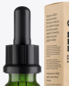 Green Glass Dropper Bottle with Kraft Paper Box Mockup Green Glass Dropper Bottle with Kraft Paper Box Mockup