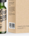 Green Glass Dropper Bottle with Kraft Paper Box Mockup Green Glass Dropper Bottle with Kraft Paper Box Mockup