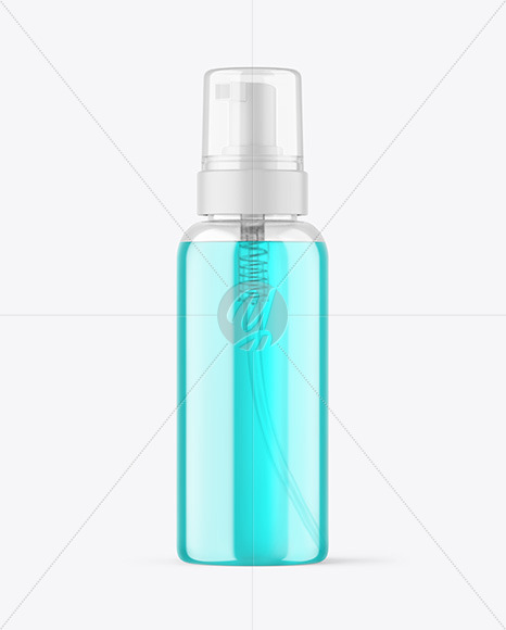 Color Liquid Cosmetic Bottle with Pump Mockup