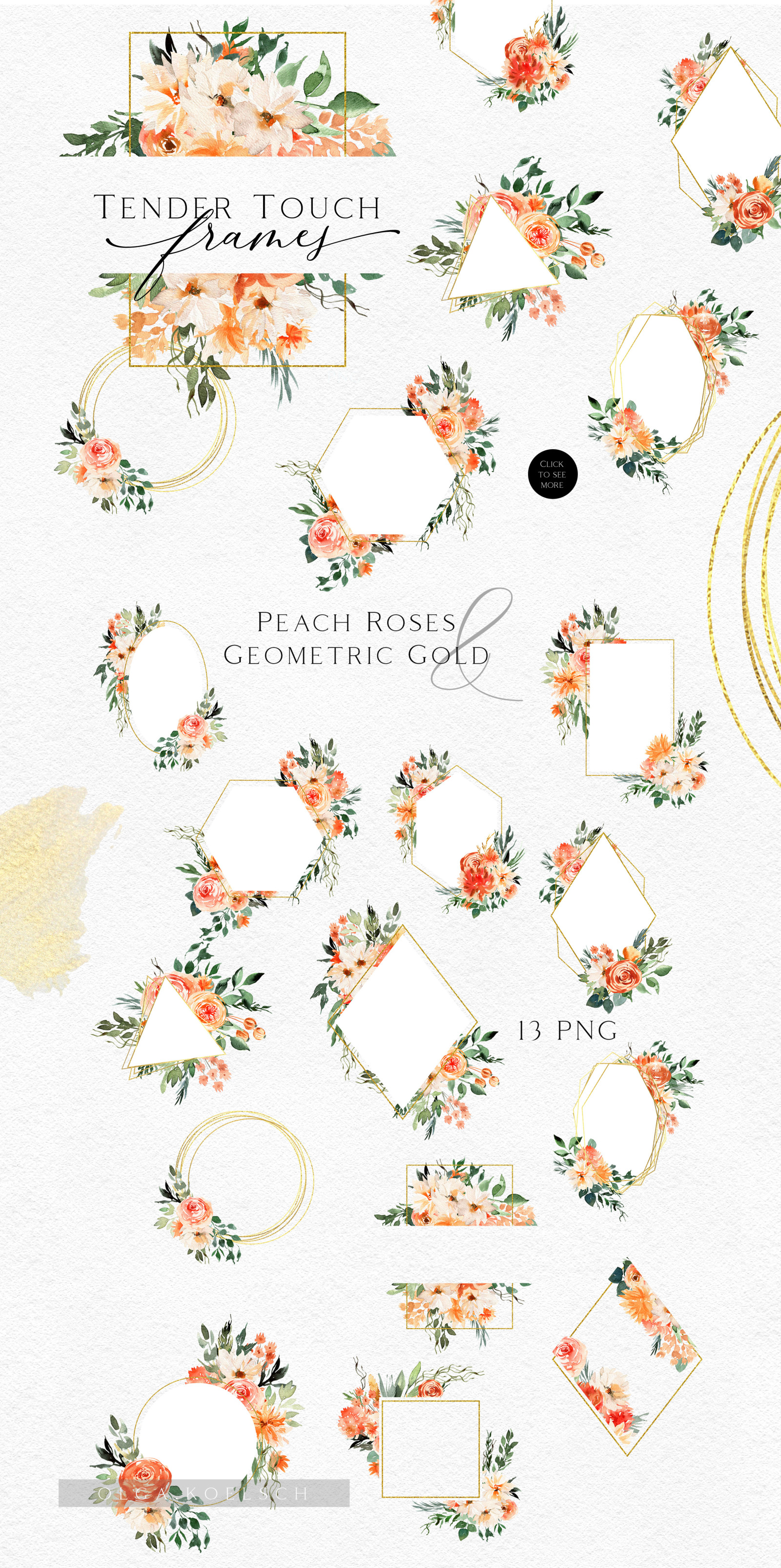 Abstract watercolor floral clipart. Boho roses clipart. Peach floral digital clipart Floral bouquet