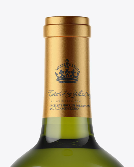 Green Glass White Wine Bottle Mockup