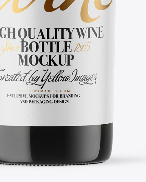 Green Glass White Wine Bottle Mockup