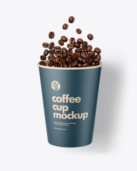 Paper Coffee Cup w Poured Coffee Beans Mockup - Free+Coffee+Cup+Psd+Mockups+Mockuptree