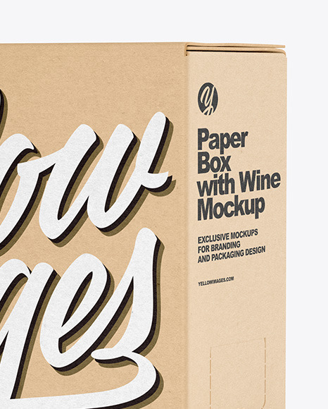 Kraft Paper Box with Wine Mockup