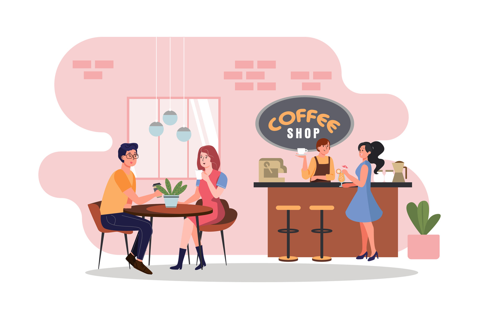 M162_Coffee shop Illustrations