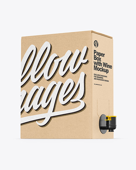 Kraft Paper Box with Wine Mockup - Glossy box