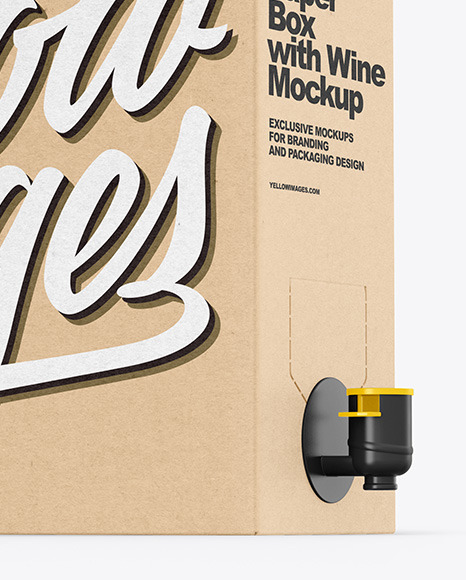 Kraft Paper Box with Wine Mockup