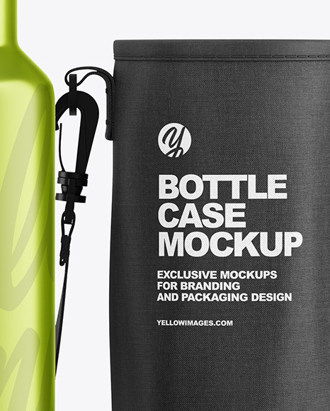 Metallic Water Bottle W/ Case Mockup