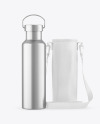 Metallic Water Bottle W/ Case Mockup