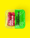 Clear Plastic Tray with Raspberries Mockup