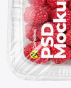 Clear Plastic Tray with Raspberries Mockup