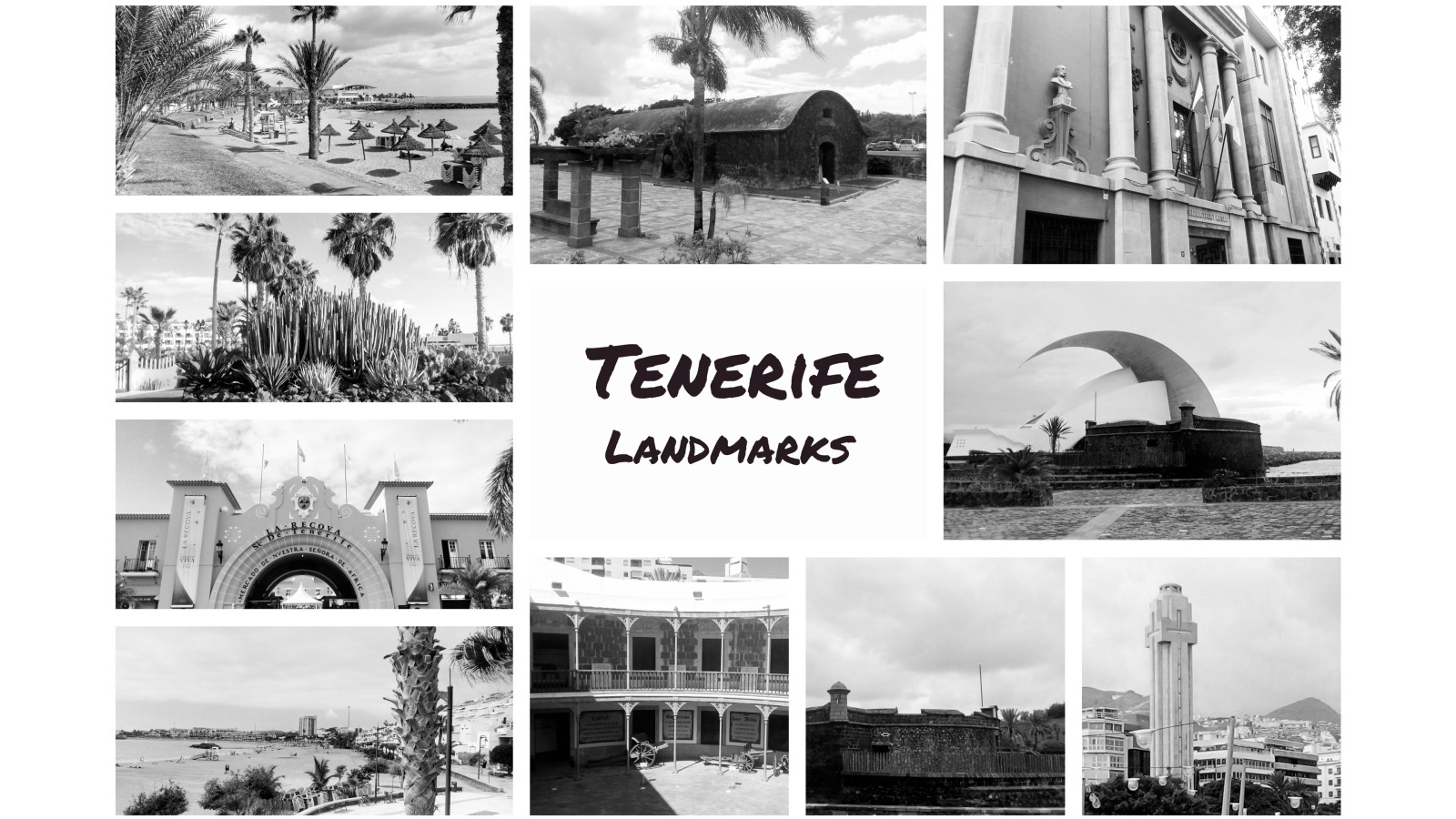 Black and White Tenerife Landmarks