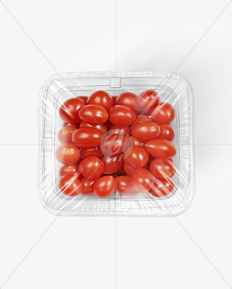 Clear Plastic Tray with Mini Grape Tomatoes Mockup