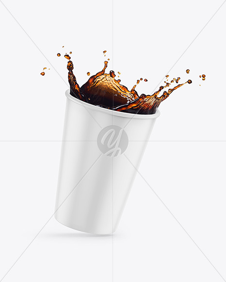 Matte Coffee Cup w/ Splash Mockup