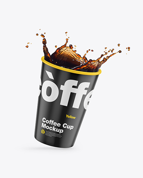 Matte Coffee Cup w/ Splash Mockup