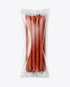 Plastic Bag With Spicy Smoked Sausages Mockup