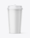 Big Matte Paper Coffee Cup With Plastic Cap Mockup - Front View