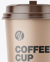 Big Matte Paper Coffee Cup With Plastic Cap Mockup - Front View