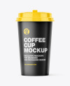 Big Matte Paper Coffee Cup With Plastic Cap Mockup - Front View