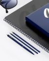 Notebook &amp; Paper W/ Pens Mockup