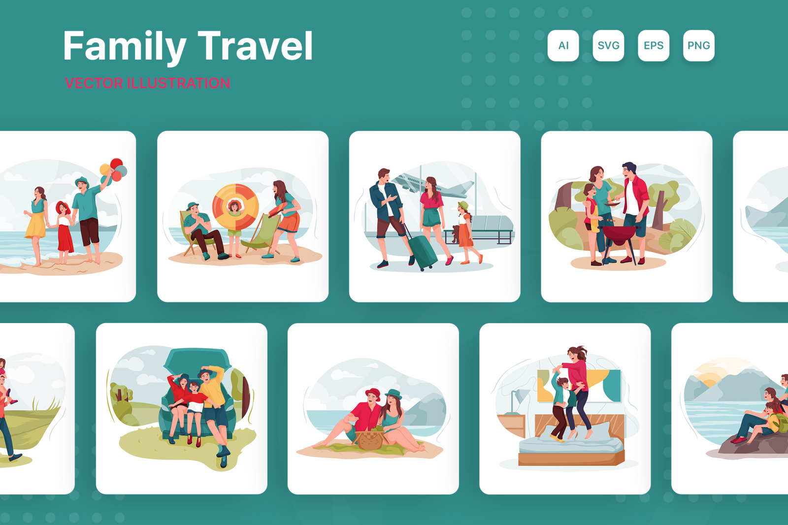 M149_Family Travel Illustrations M149_Family Travel Illustrations