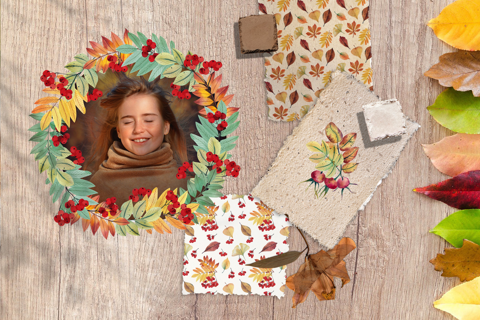 Autumn watercolor leaves clipart Autumn wreath Modern clipart with autumn leaves