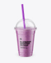 Blueberry Smoothie Cup with Straw Mockup