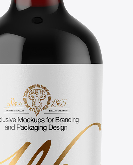 Green Glass Red Wine Bottle Mockup