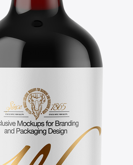 Amber Glass Red Wine Bottle Mockup Amber Glass Red Wine Bottle Mockup