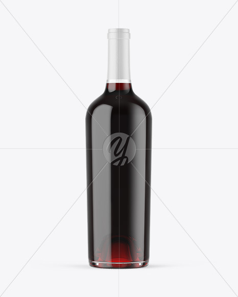 Clear Glass Red Wine Bottle Mockup