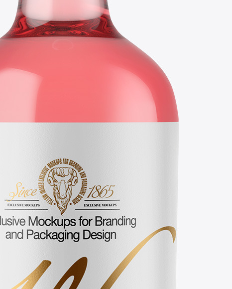 Clear Glass Pink Wine Bottle Mockup