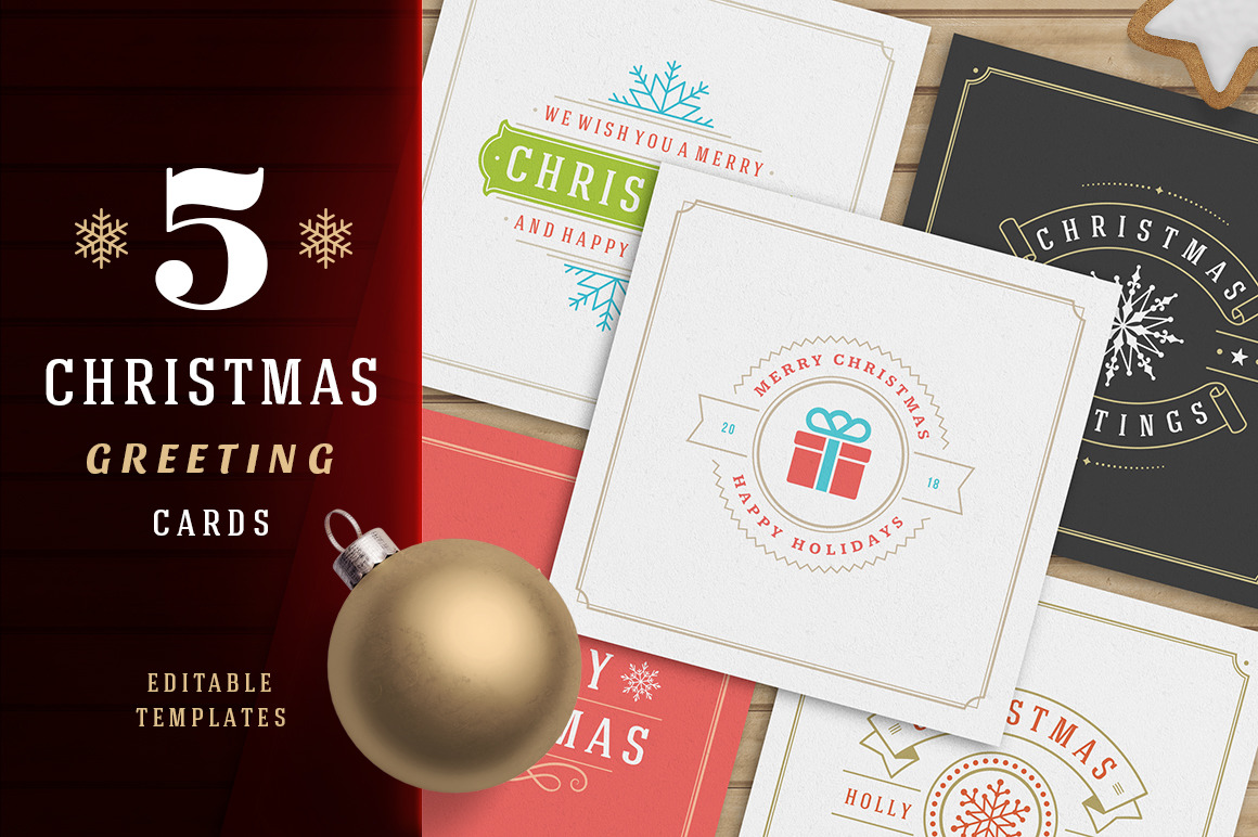 5 Christmas Greeting Cards 5 Christmas Greeting Cards