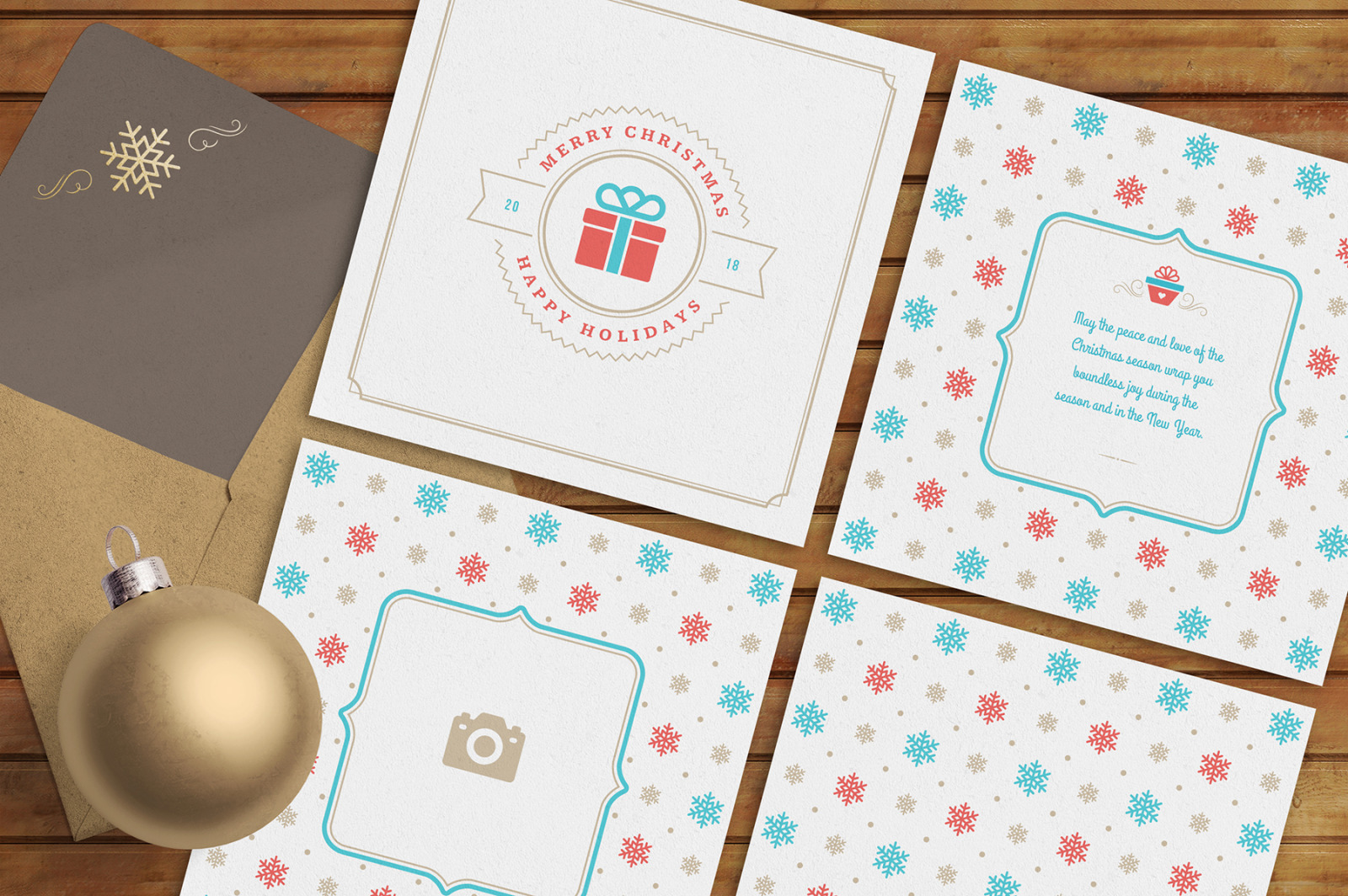 5 Christmas Greeting Cards 5 Christmas Greeting Cards