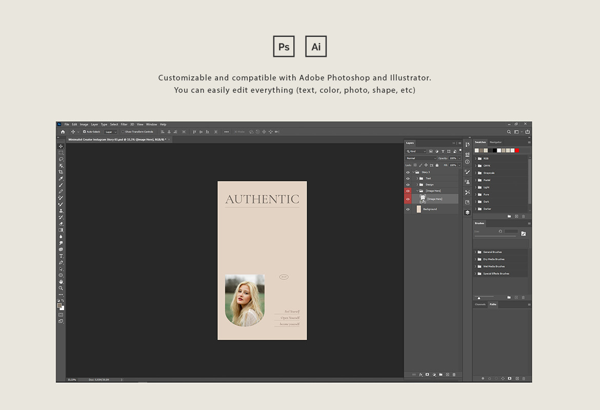 Minimalist Writer Instagram Post and Story Template Minimalist Writer Instagram Post and Story Template