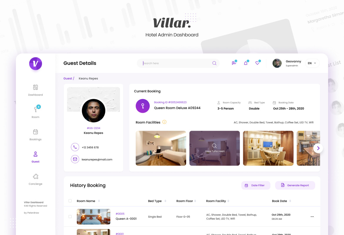 Villar - Hotel Booking Admin Dashboard