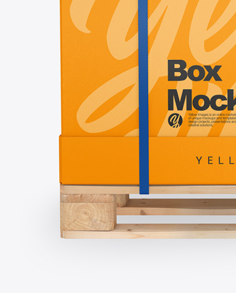 Wooden Pallet With Carton Box Mockup