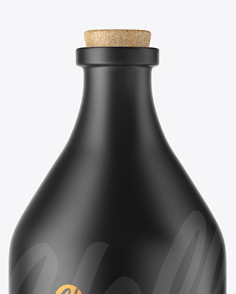 Matte Ceramic Bottle With Cork Mockup