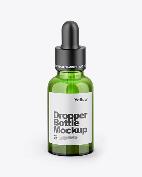 Kraft Box W/ Green Dropper Bottle Mockup