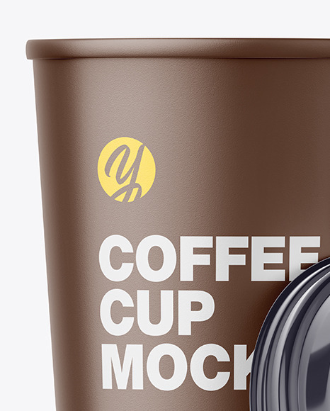 Big Matte Paper Coffee Cup With Plastic Cap Mockup - Front View