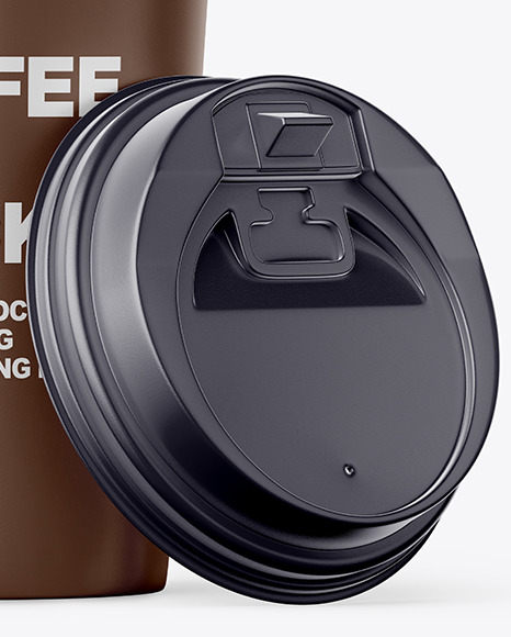 Big Matte Paper Coffee Cup With Plastic Cap Mockup - Front View