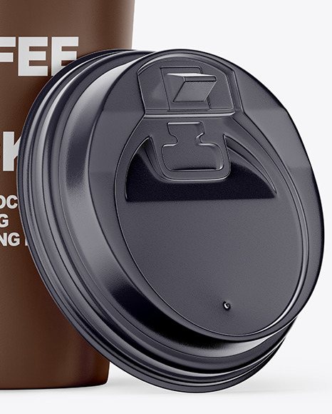 Big Matte Paper Coffee Cup With Plastic Cap Mockup - Front View