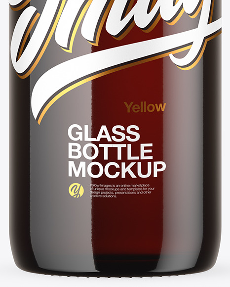 Dark Amber Glass Bottle Mockup