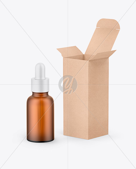 Kraft Box W/ Amber Dropper Bottle Mockup