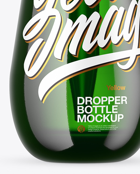 Green Glass Dropper Bottle Mockup