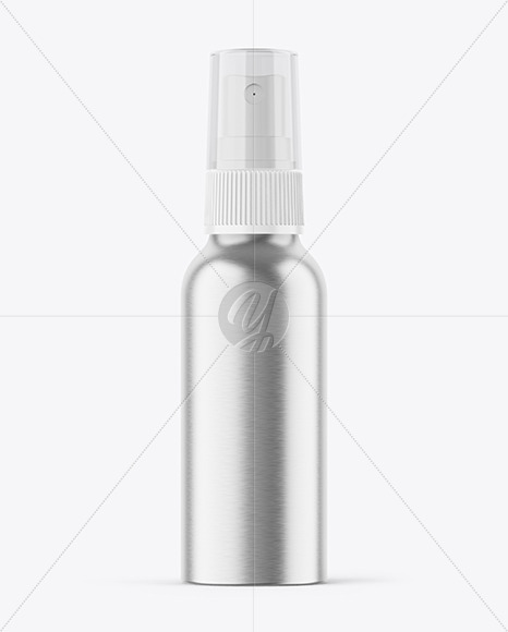 Brushed Metallic 100ml Spray Bottle w/ Paper Label Mockup