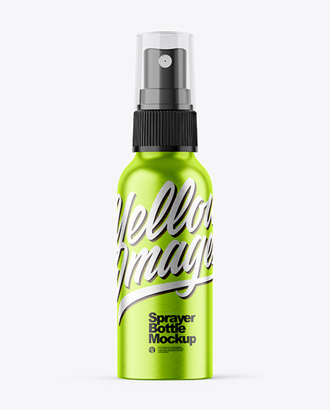 Brushed Metallic 100ml Spray Bottle w/ Paper Label Mockup