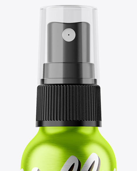 Brushed Metallic 100ml Spray Bottle w/ Paper Label Mockup