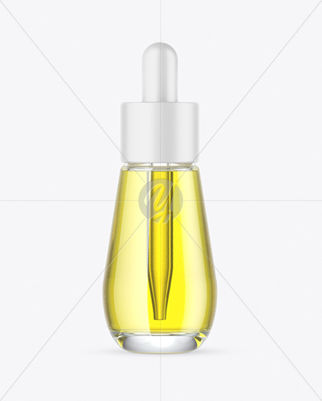 Clear Glass Dropper Bottle with Oil Mockup