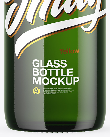 Green Glass Bottle Mockup