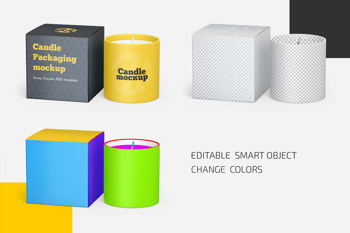 Candle Box Mockup Set Candle Box Mockup Set